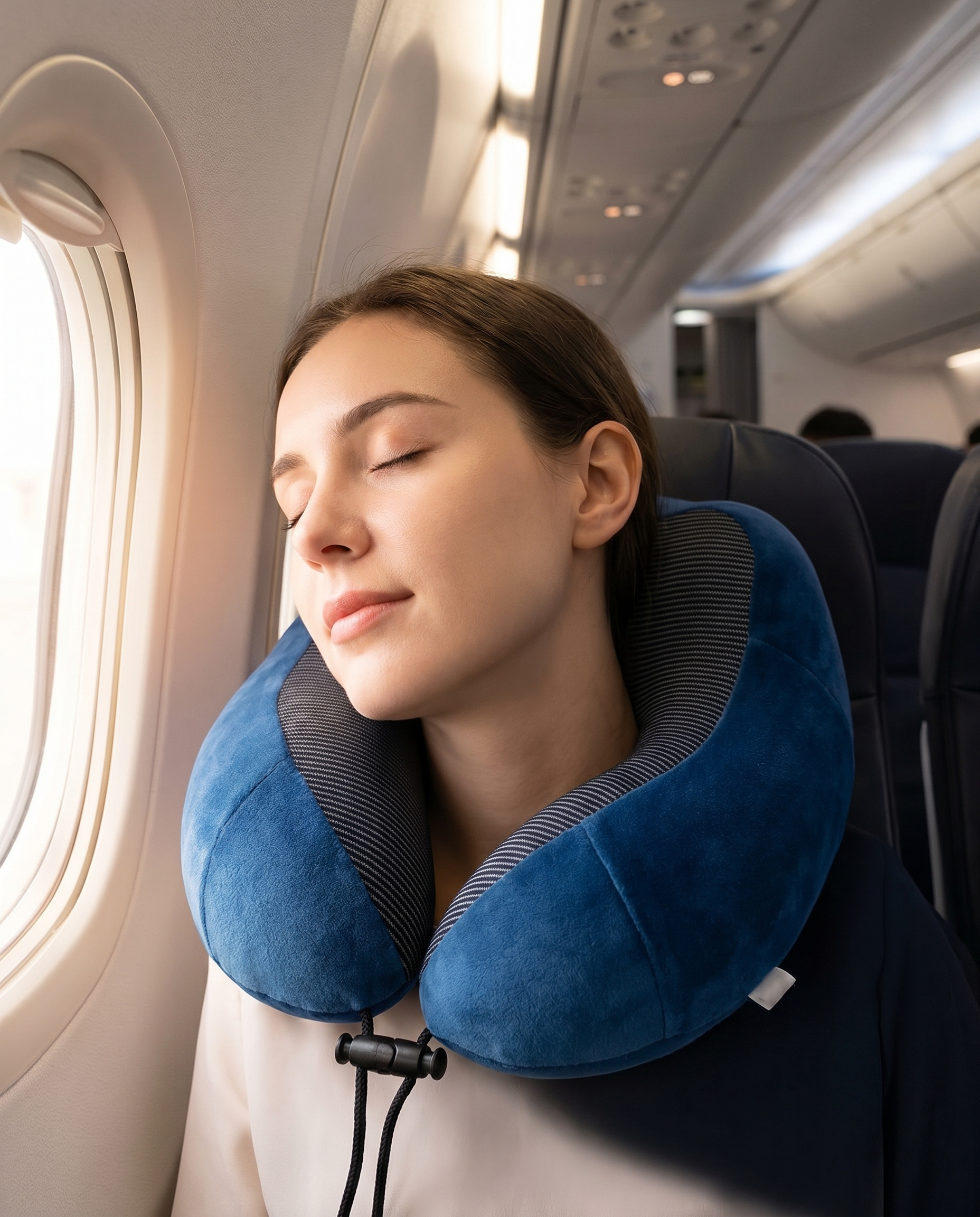Oreiller de voyage mémoire de forme Nomadly en avion