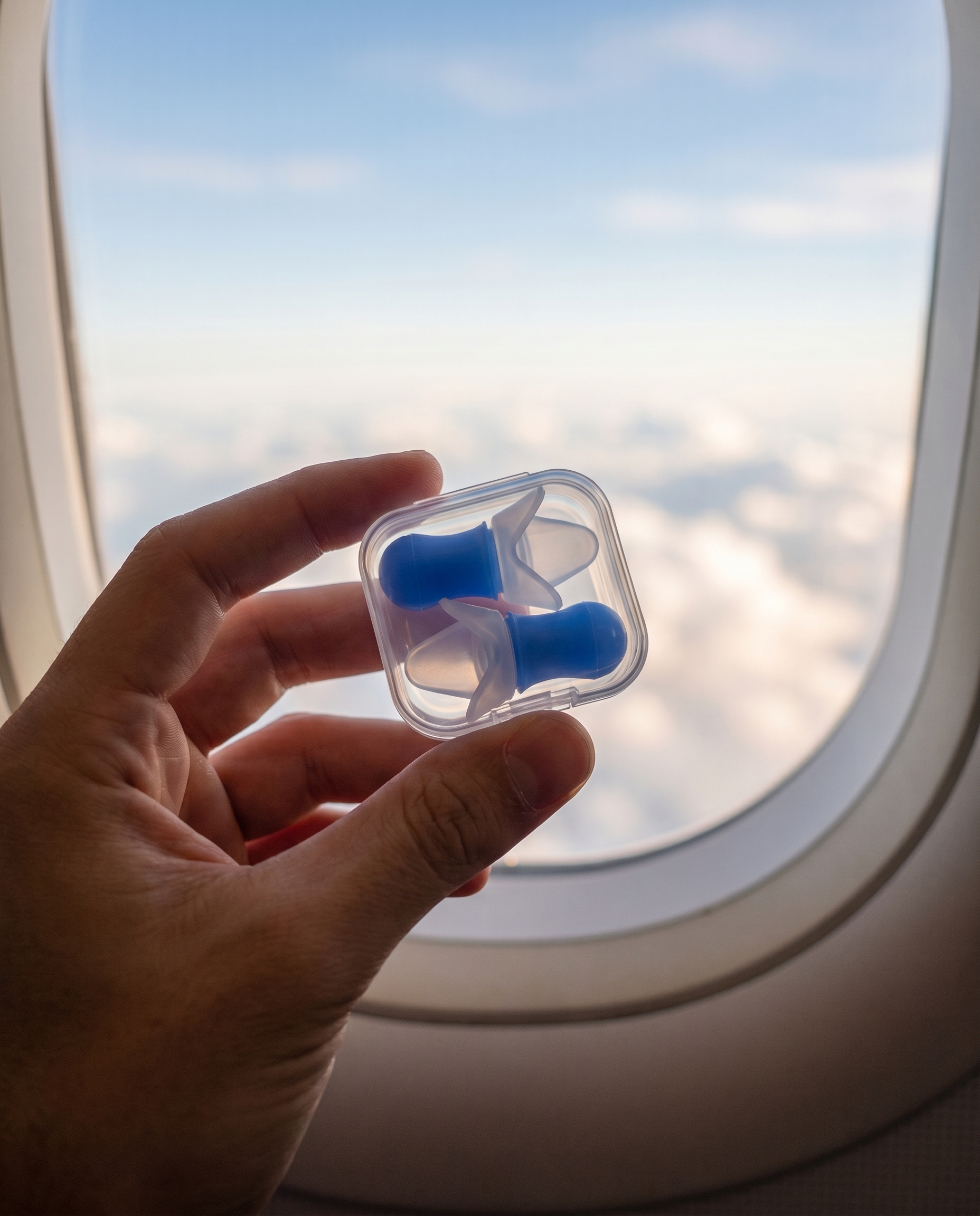 Bouchons d'oreilles avion Nomadly dans leur étui en vol