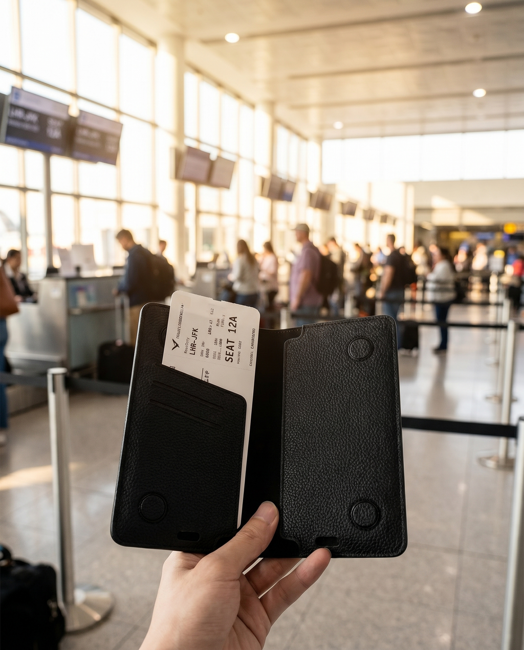 Housse passeport en cuir Nomadly avec carte d'embarquement
